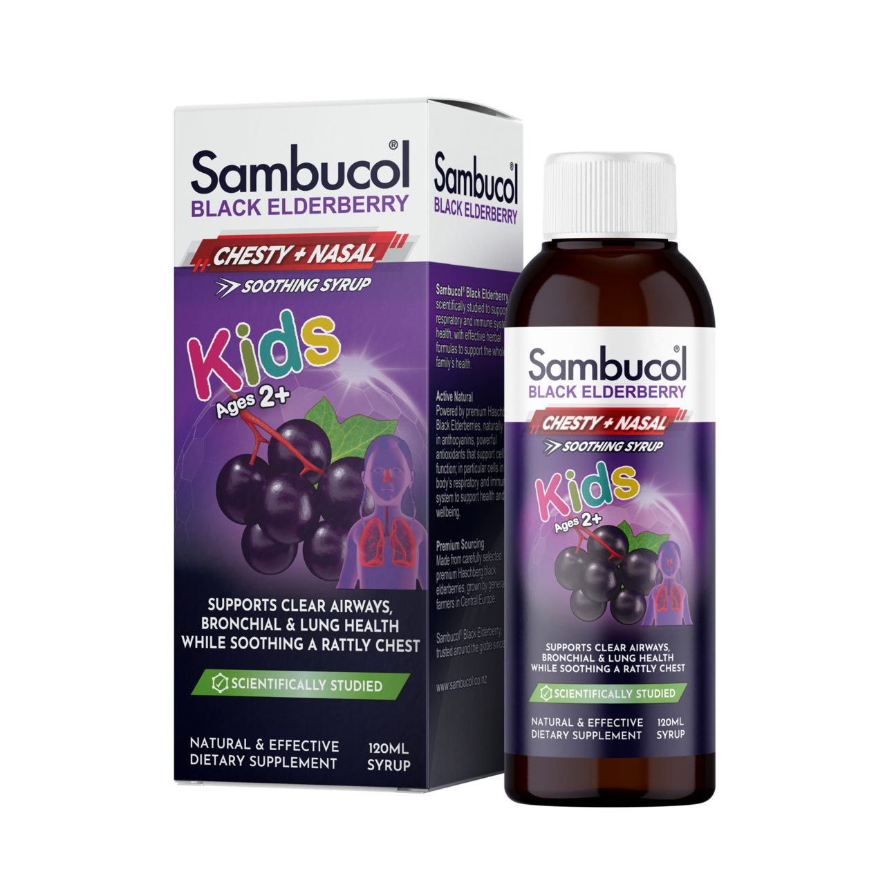 Sambucol Kids Chesty Soothing Syrup (120ml) | Sambucol Black Elderberry ...